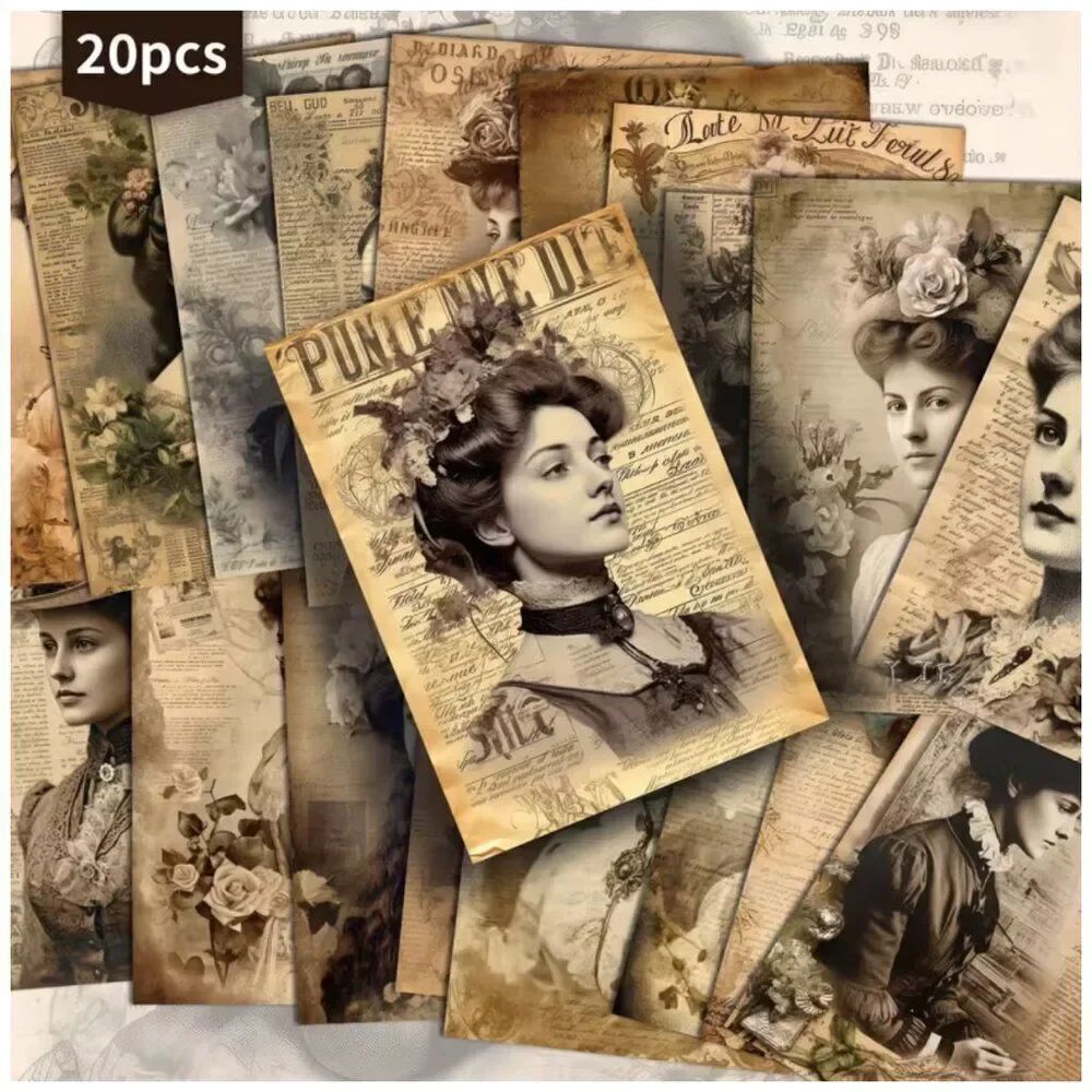 NWT Victorian Women Postcards Vintage Junk Journal Paper Craft 20pc Stationary